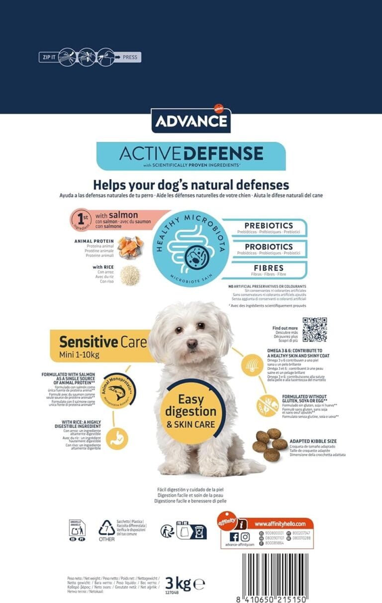 Advance Mini Sensitive Salmon, Pienso para Perros de Razas Pequeñas con Sensibilidades Digestivas con Salmón, 3kg