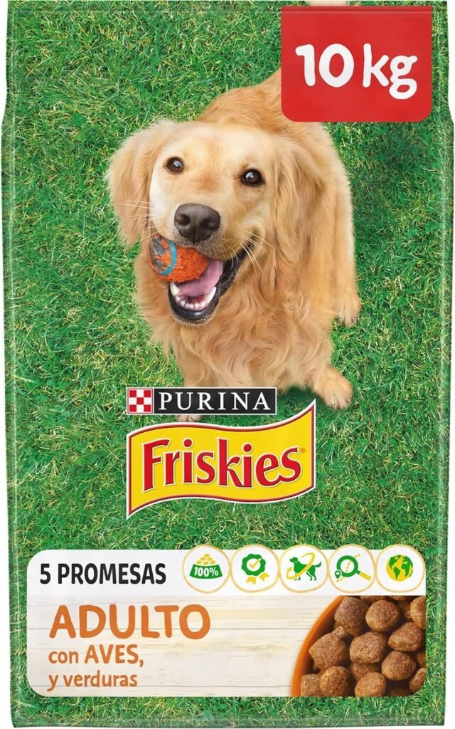 Friskies Purina Pienso para Perro Adulto con Aves y Verduras, saco de 10kg