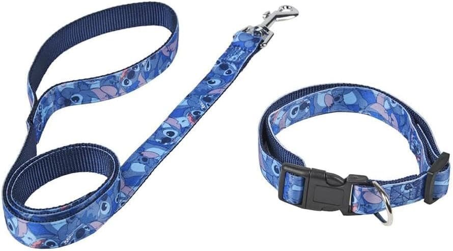 CERDÁ LIFE'S LITTLE MOMENTS Stich - Correa + Collar para Perro - Juego de Regalo para Mascota - Collar Ajustable y Correa con Gancho de Metal - Talla XS-S