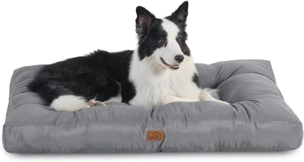 Bedsure Cama Perro Impermeable Grande - 91x68x10 cm Colchón Perro Lavable, Cojín Perro Antipelo y Suave, Gris, L