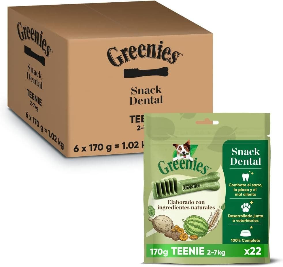 Greenies Snack Dental 100% Natural para perros Teenie (Pack de 6 x 170g)