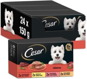 Cesar Comida Húmeda para Perros, Selección de Clásicos en Paté, Multipack (Pack de 3 x 8 Tarrinas x 150g)