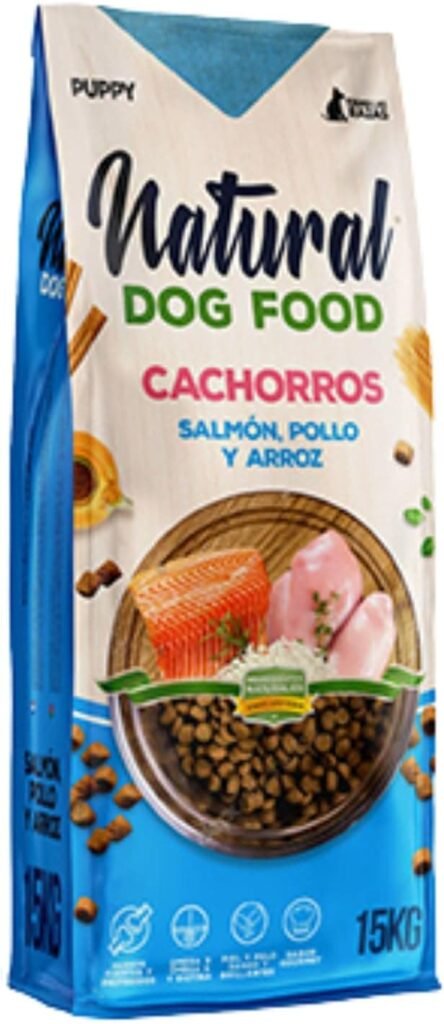 Natural Dog Food Cachorros, Pienso para Cachorros, Salmón Pollo Arroz para Cachorros, pienso Premium Cachorros, Alimento seco para Cachorros y Madres, Puppy (15 KG.)