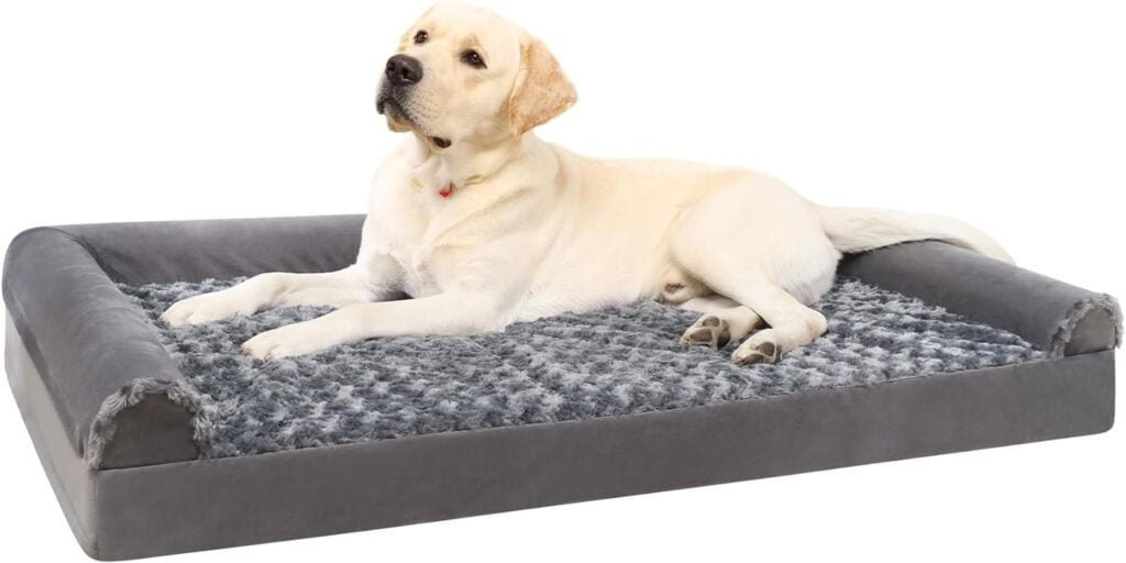 KSIIA Cama Perro Grande, Cama Ortopédica para Perros (105x70x18cm) Desenfundable y Lavable, Sofá para Perros, Gris XL