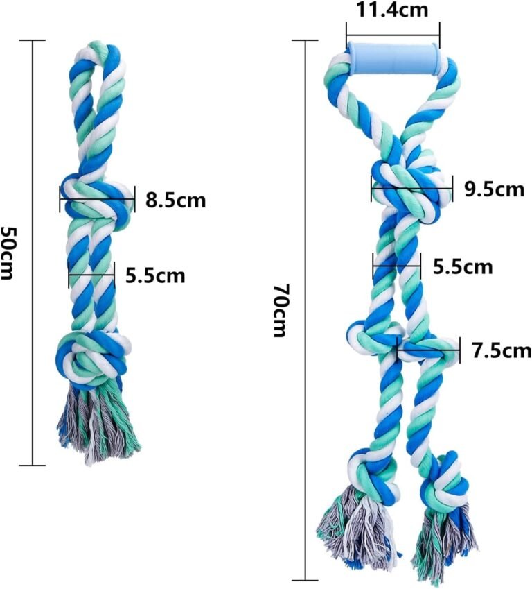 Nobleza - Juguetes de Cuerda para Perros, Juguete para Masticar con 5+2 Nudos para los Que mastican con agresividad, Cuerdas XL de 70+50cm para Perros Grandes y Fuertes