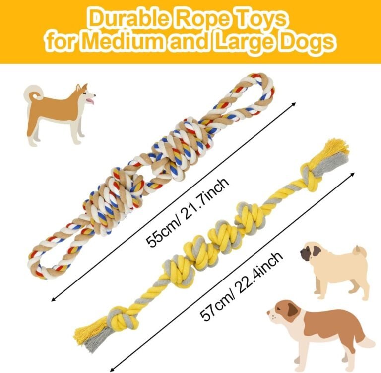 ETACCU Juguete de Cuerda para Perros para Razas Medianas y Grandes, Mordedor de Cuerda para Perros con Nudos, Juguete Perro Cuerda Resistente, 100% Algodón, 55cm-57cm