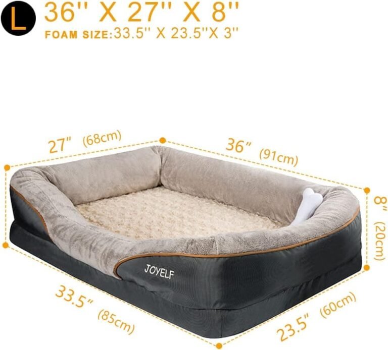 JOYELF Large Cama de Espuma viscoelástica para Perros, Cama ortopédica para Perros y sofá con Funda extraíble Lavable y Juguetes chirriadores como Regalo