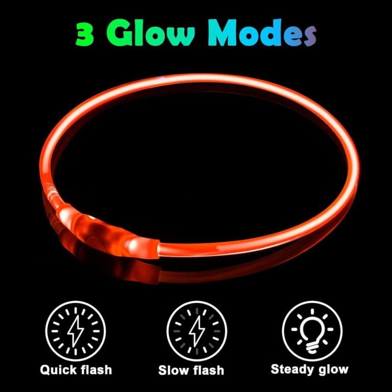 AUAUY Collar de Perro LED, Collar Perro Recargable por USB Tamaño Ajustable, Collar Luminoso Perro Impermeable Collar de Seguridad Reutilizable para Perros Pequeños Medianos Y Grandes （Rojo）