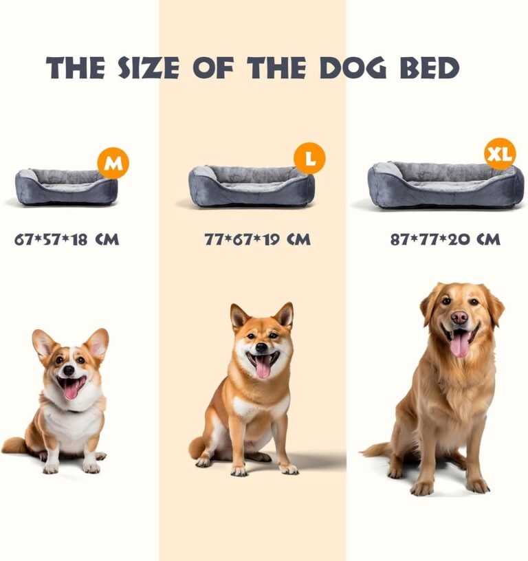 Nobleza Cama Perro Grandes, Cama para Perro Lavable, Cama de Perros Medianos Antideslizantes con Relleno de Fibras Super Suave, Cama para Mascotas Pequeños, 87 * 77cm