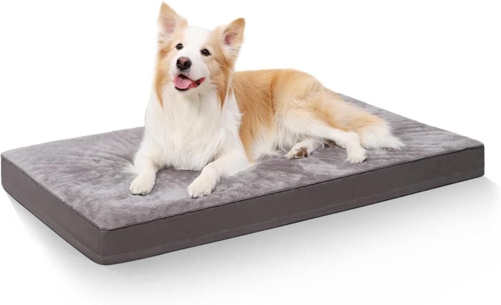 KSIIA Camas Perro Ortopédica Grande, 90x55cm, Cama para Perros L, Colchon Cojín Colchoneta Perro Desenfundable, Cama Mascota Lavable a Máquina Relleno Grueso Fondo Antideslizante Dog Bed, Gris Oscuro