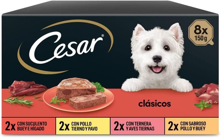 Cesar Comida Húmeda para Perros, Selección de Clásicos en Paté, Multipack (Pack de 3 x 8 Tarrinas x 150g)