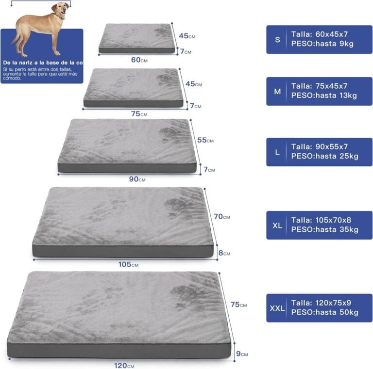 KSIIA Camas Perro Ortopédica Grande, 90x55cm, Cama para Perros L, Colchon Cojín Colchoneta Perro Desenfundable, Cama Mascota Lavable a Máquina Relleno Grueso Fondo Antideslizante Dog Bed, Gris Oscuro