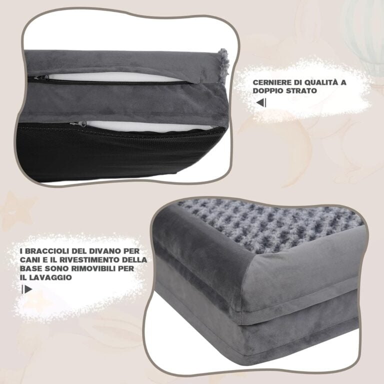 KSIIA Cama Perro Grande, Cama Ortopédica para Perros (105x70x18cm) Desenfundable y Lavable, Sofá para Perros, Gris XL