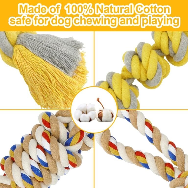 ETACCU Juguete de Cuerda para Perros para Razas Medianas y Grandes, Mordedor de Cuerda para Perros con Nudos, Juguete Perro Cuerda Resistente, 100% Algodón, 55cm-57cm