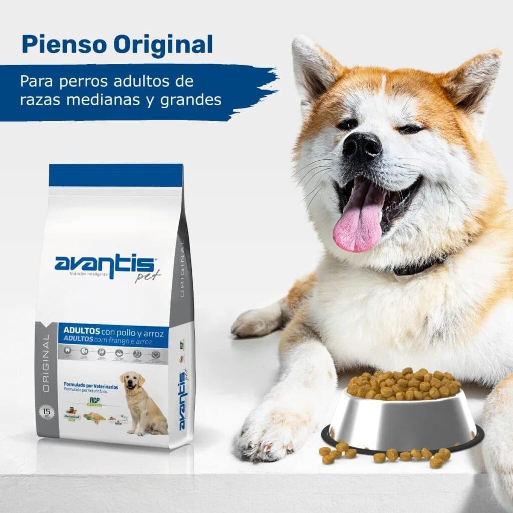 Avantis Pet Original - Pienso para Perros Adultos de Razas Medianas y Grandes - 15 kg - Comida 100% Completa y Equilibrada - Altamente Nutricional con Pollo y Arroz