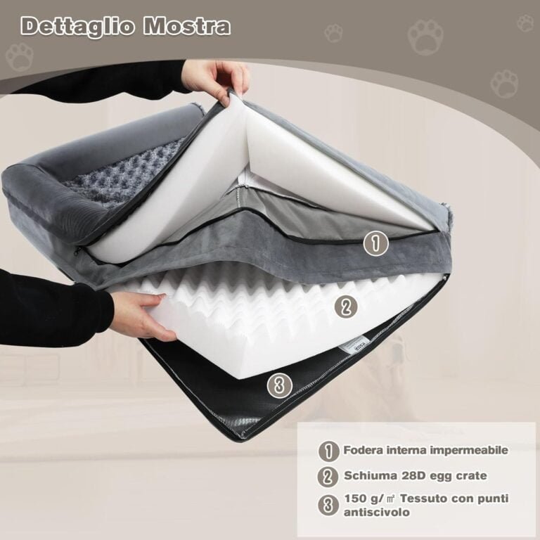 KSIIA Cama Perro Grande, Cama Ortopédica para Perros (105x70x18cm) Desenfundable y Lavable, Sofá para Perros, Gris XL