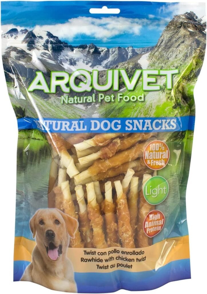 Arquivet, Twist con pollo enrollado, Snacks Naturales para perros, Chuches para perros, Golosinas para perro, Premios para tu mascota, 13 cm, 1 kg