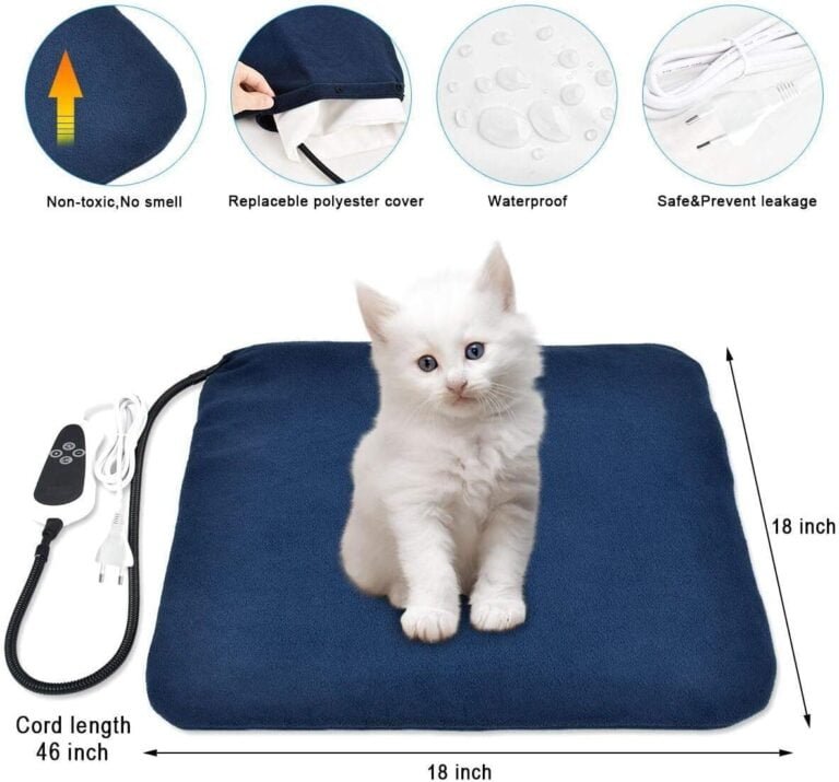 RIOGOO Almohadilla térmica Mascotas, Almohadilla eléctrica para Perros y Gatos Alfombrilla de Calentamiento Interior con Apagado automático 45x 45cm (18x18in)