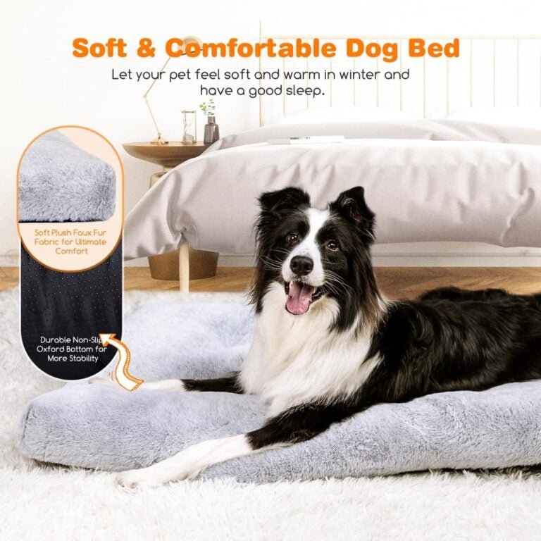 Nobleza Cama Lavable Grande, Super Suave y Esponjoso Anti-Ansiedad Cama para Perros, de Felpa Fondo Antideslizante, Gris Cama antiestres, 110x73x10 cm, XL