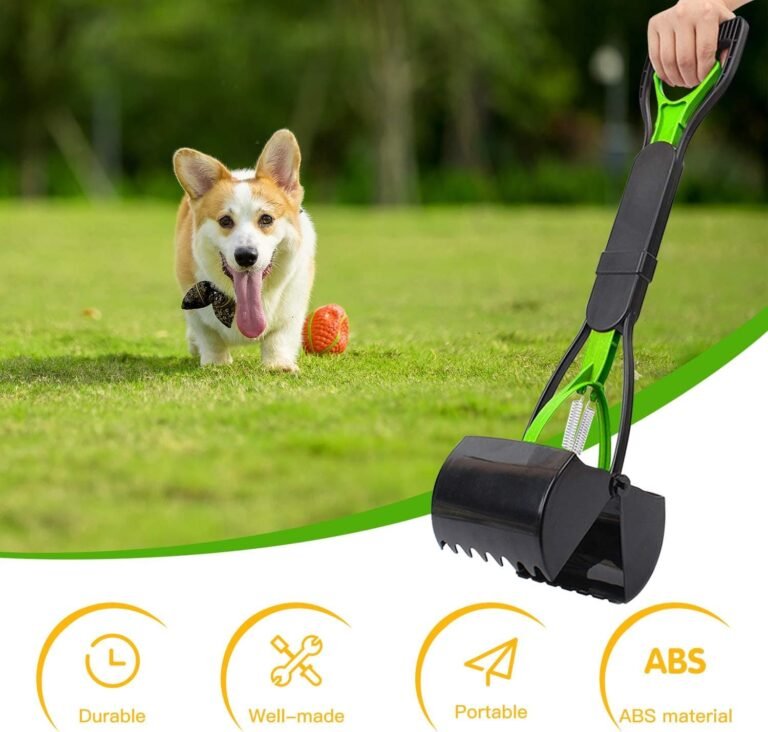 Recogedor de Dientes de Mango Largo para Mascotas, Plegable, 60,96 cm, portátil, sólido dentado, para Limpieza de Arenas, Utensilios de Limpieza para Gatos y Perros al Aire Libre/Interior (Verde)