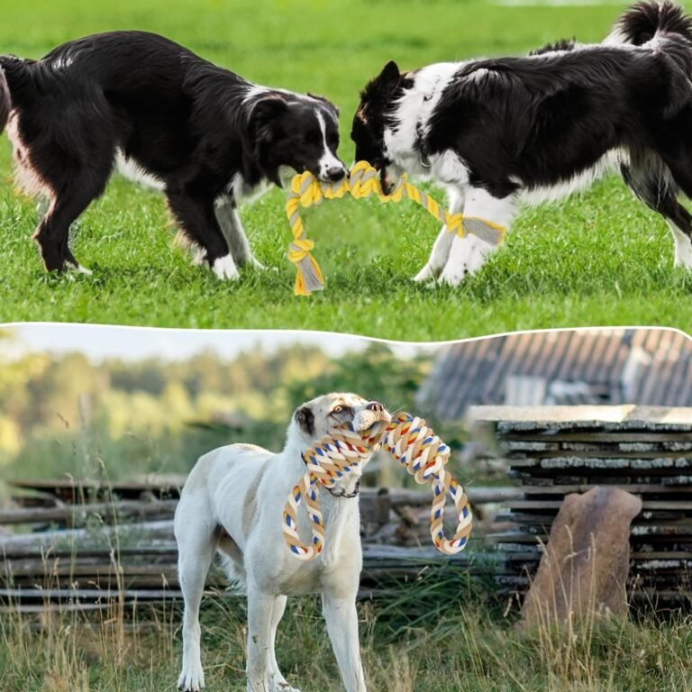 ETACCU Juguete de Cuerda para Perros para Razas Medianas y Grandes, Mordedor de Cuerda para Perros con Nudos, Juguete Perro Cuerda Resistente, 100% Algodón, 55cm-57cm