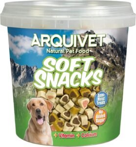 Arquivet, Soft Snacks Naturales para Perro en Forma de corazón Mix de sabores, Pollo, Caza, Cordero, salmón y arroz, Chuches para Perro, Golosinas para Perro, 800 g