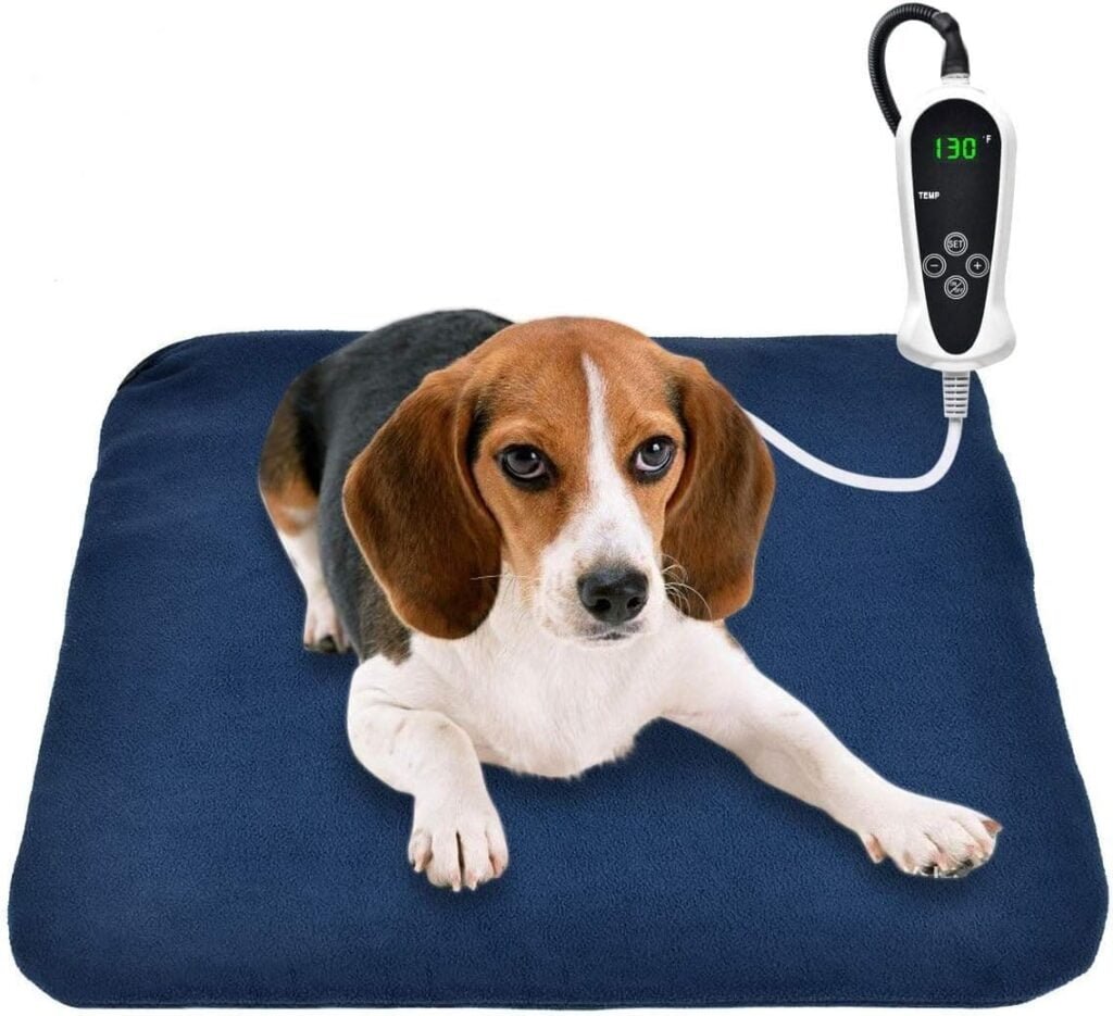 RIOGOO Almohadilla térmica Mascotas, Almohadilla eléctrica para Perros y Gatos Alfombrilla de Calentamiento Interior con Apagado automático 45x 45cm (18x18in)