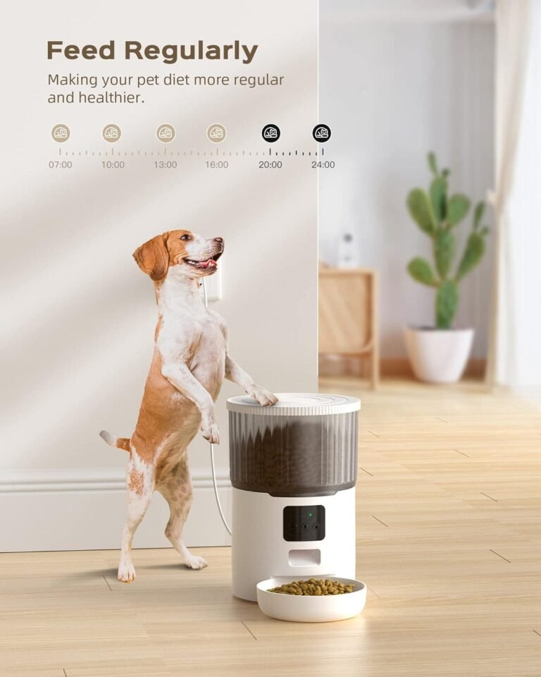 UIOOQ Comedero Gato Automatico WiFi, 4L Dispensador Comida para Perro/Gato con Grabación 10s,Programa Personalizado de Alimentación Automática,10Comidas Diarias,Tapa de Cierre Giratoria,Blanco