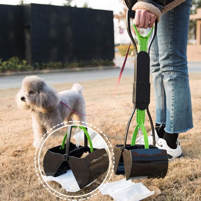 Recogedor de Dientes de Mango Largo para Mascotas, Plegable, 60,96 cm, portátil, sólido dentado, para Limpieza de Arenas, Utensilios de Limpieza para Gatos y Perros al Aire Libre/Interior (Verde)