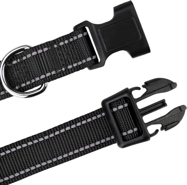 TagME Collar Perro Ajustable,Collar Nylon Reflectante,para Caminar Correr Entrenamiento,para Perros Grandes,Negro,2.5cm De Ancho