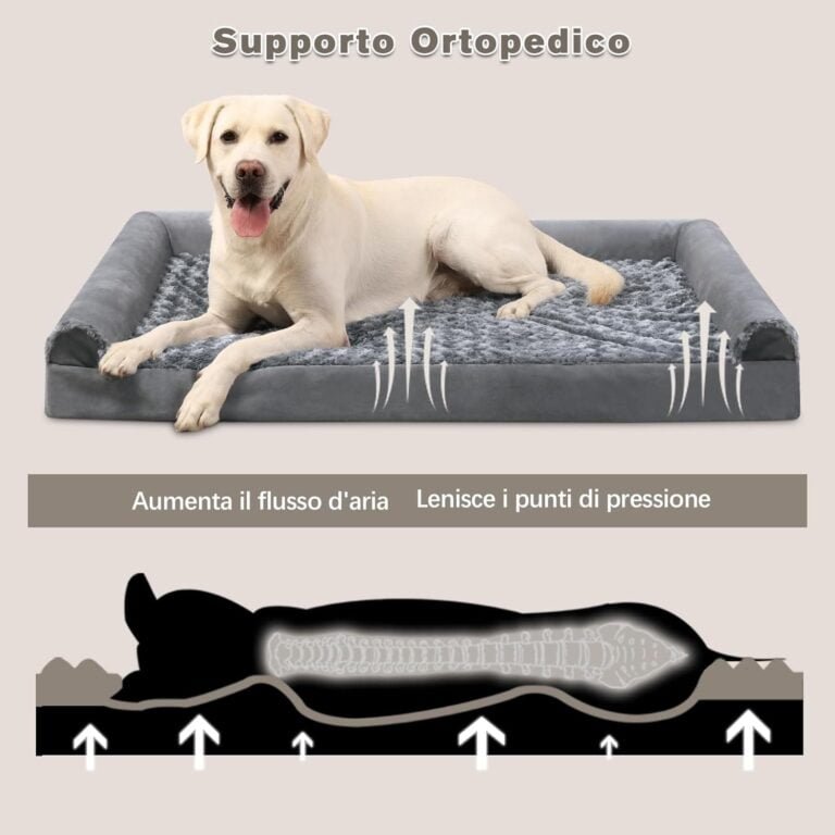 KSIIA Cama Perro Grande, Cama Ortopédica para Perros (105x70x18cm) Desenfundable y Lavable, Sofá para Perros, Gris XL