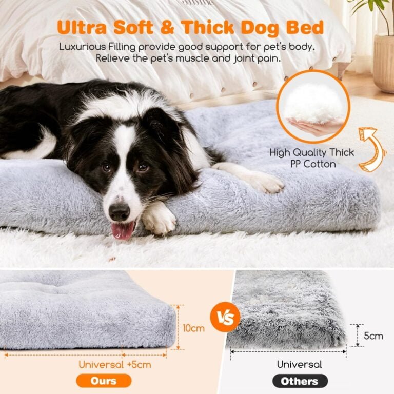 Nobleza Cama Lavable Grande, Super Suave y Esponjoso Anti-Ansiedad Cama para Perros, de Felpa Fondo Antideslizante, Gris Cama antiestres, 110x73x10 cm, XL