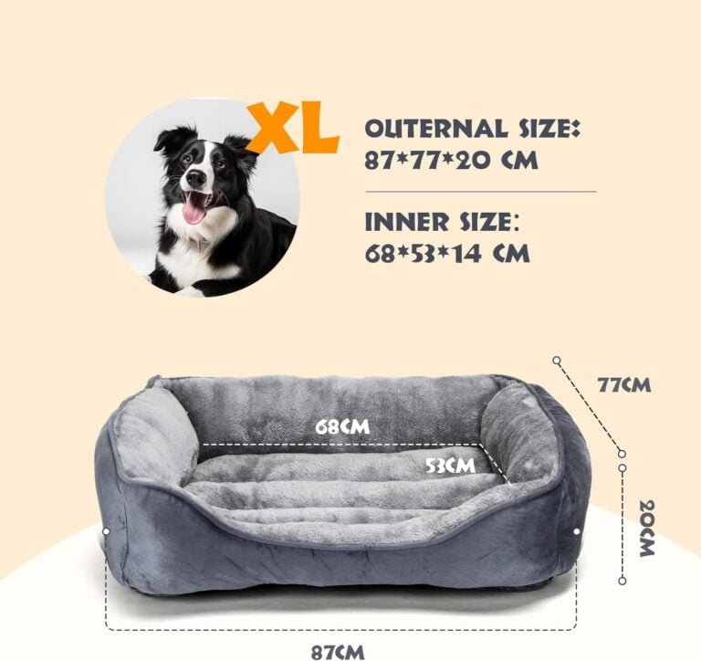 Nobleza Cama Perro Grandes, Cama para Perro Lavable, Cama de Perros Medianos Antideslizantes con Relleno de Fibras Super Suave, Cama para Mascotas Pequeños, 87 * 77cm