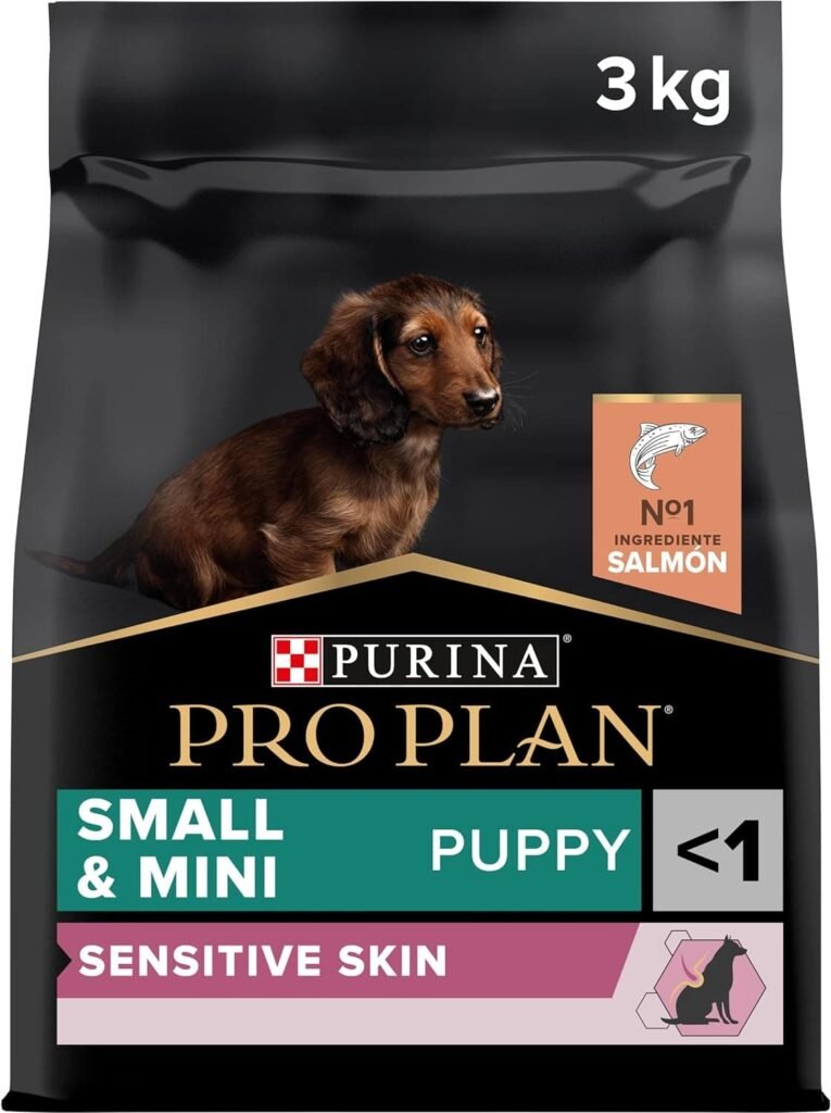 Purina Pro Plan Small & Mini Puppy, Salmón para cachorros de piel sensible, Pack de 4 x 3 Kg - Total 12 Kg