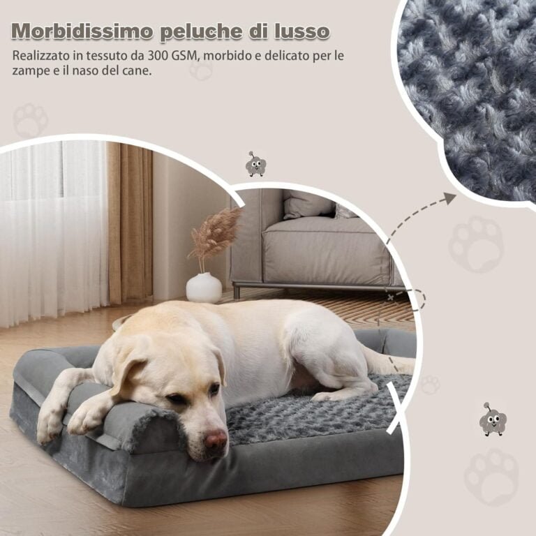 KSIIA Cama Perro Grande, Cama Ortopédica para Perros (105x70x18cm) Desenfundable y Lavable, Sofá para Perros, Gris XL