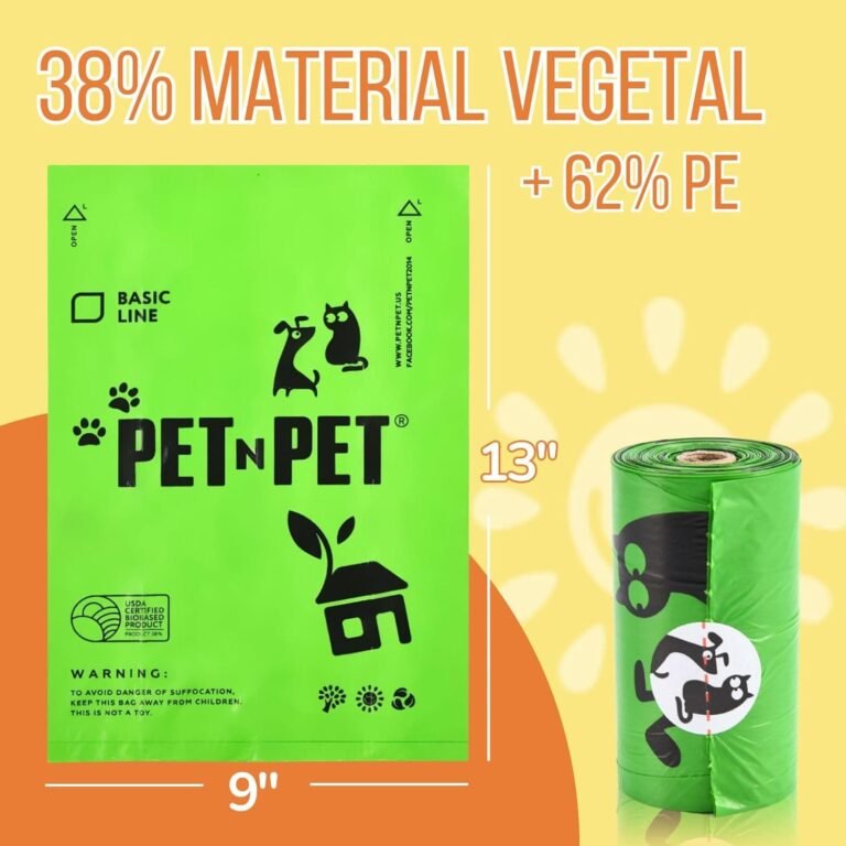 PET N PET Bolsa de basura y caca para perros Bolsas de base biológica con certificación del USDA al 38% 1080 Unidades 60 Rollos 9x13 pulgadas, sin perfume