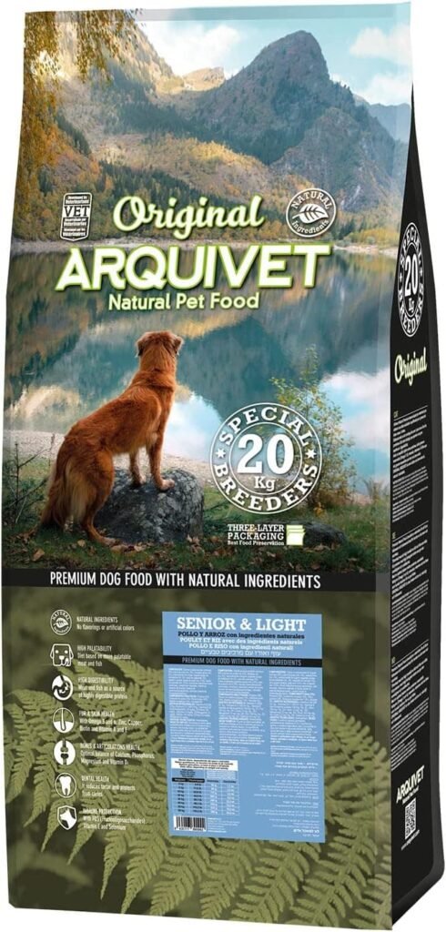 Arquivet Original Senior & Light - Pienso para Perros Adultos Mayores - Pollo y arroz - Comida para Perros - Alimento seco para Perros - Alimentación Canina - Pienso Saludable - 20 Kg