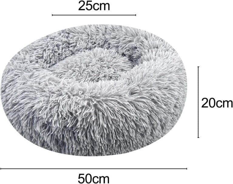 Brevanza Cama Perro CóModo Y CáLida, Felpa Camas para Gatos Invierno, Cojin Redonda Perro Antideslizante, Cojines Suave Lavable, para Gato Y Perros Medianos PequeñOs, (Diameter:50cm, Gris)