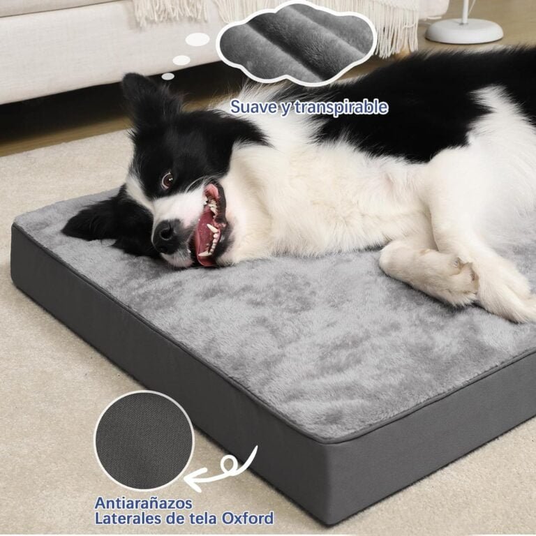 KSIIA Camas Perro Ortopédica Grande, 90x55cm, Cama para Perros L, Colchon Cojín Colchoneta Perro Desenfundable, Cama Mascota Lavable a Máquina Relleno Grueso Fondo Antideslizante Dog Bed, Gris Oscuro