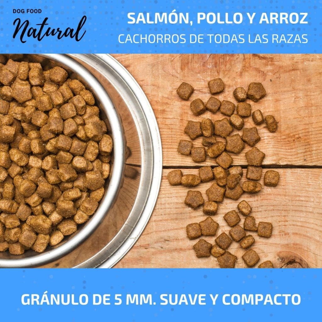 Natural Dog Food Cachorros, Pienso para Cachorros, Salmón Pollo Arroz para Cachorros, pienso Premium Cachorros, Alimento seco para Cachorros y Madres, Puppy (15 KG.)