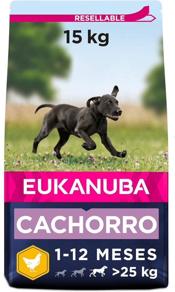 Eukanuba Alimento seco para cachorros de raza grande, rico en pollo fresco 15 kg