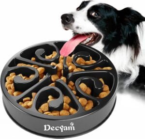 Decyam Comedero Perro, Antideslizante Alimentacion Plato alimentador Tazon Comedero para Mascotas Bebedero Cuenco Bol Recipiente (S/M, Negro)