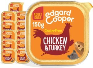 Edgard & Cooper Comida Húmeda para Perros Adultos Paté Natural Sin Cereales Tarrinas 150g x 11 Pollo & Pavo Fresco, Alimentación Sana Sabrosa y Equilibrada, Carne Fresca