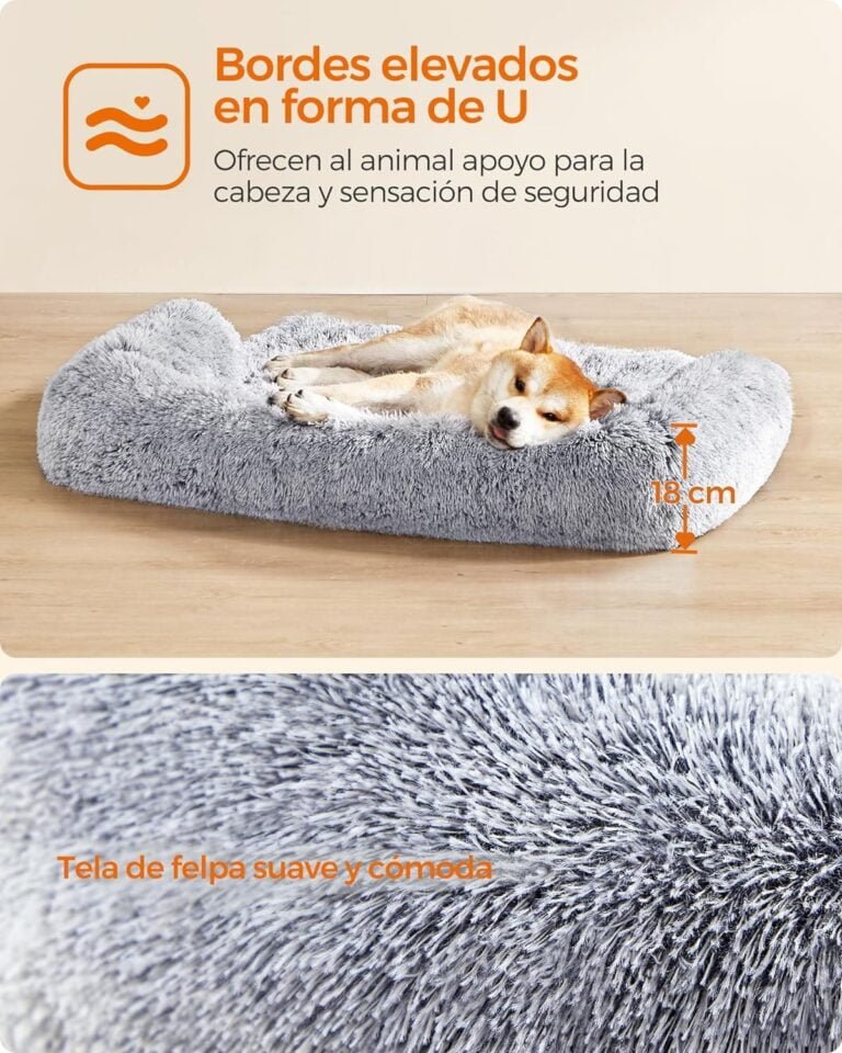 Feandrea FluffyHug Cama para Perros, Tela de Felpa, Alfombrilla, Funda Protectora para Sofá, Talla XL, para Perros Medianos y Grandes, 110 x 95 x 18 cm, Gris Ombré PGW223G01