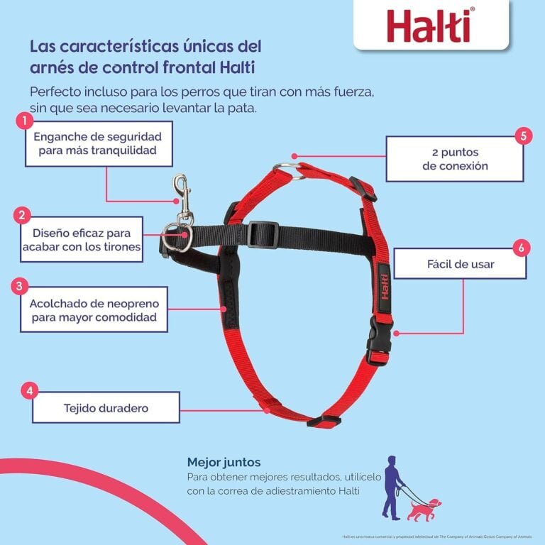 Arnés de control frontal HALTI - Para evitar que tu perro tire de la correa, Ajustable, Ligero y Fácil de Usar. Adiestramiento canino antitirones Arnés para perros medianos (Talla M)