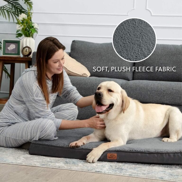 Bedsure Cama Perro Extra Grande Ortopédica - Colchón Perro Lavable XL, Desenfundable con Espuma De Caja De Huevos, 112x81x7.6 cm, Gris Oscuro