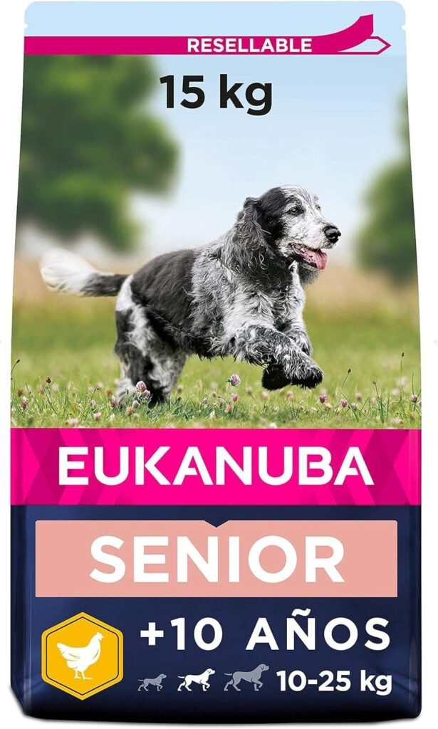 Eukanuba Alimento seco para perros viejos de razas medianas con pollo 15 kg