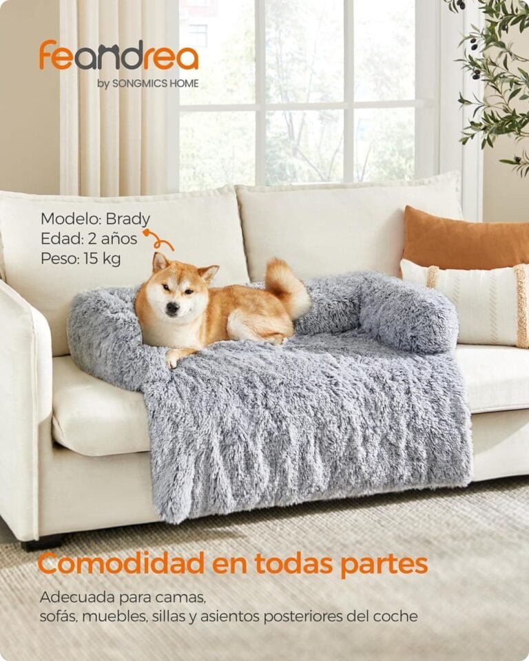 Feandrea FluffyHug Cama para Perros, Tela de Felpa, Alfombrilla, Funda Protectora para Sofá, Talla XL, para Perros Medianos y Grandes, 110 x 95 x 18 cm, Gris Ombré PGW223G01