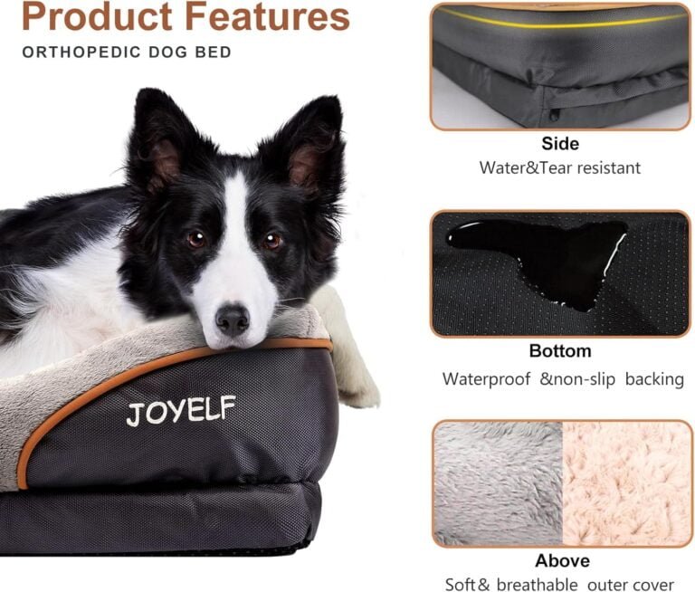 JOYELF Large Cama de Espuma viscoelástica para Perros, Cama ortopédica para Perros y sofá con Funda extraíble Lavable y Juguetes chirriadores como Regalo