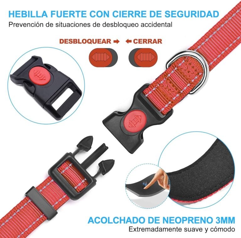 haapaw Collar de Perro Reflectante Acolchado con Neopreno Suave Collares de Perro de Nailon Ajustables Transpirables para Perros pequeños medianos Grandes